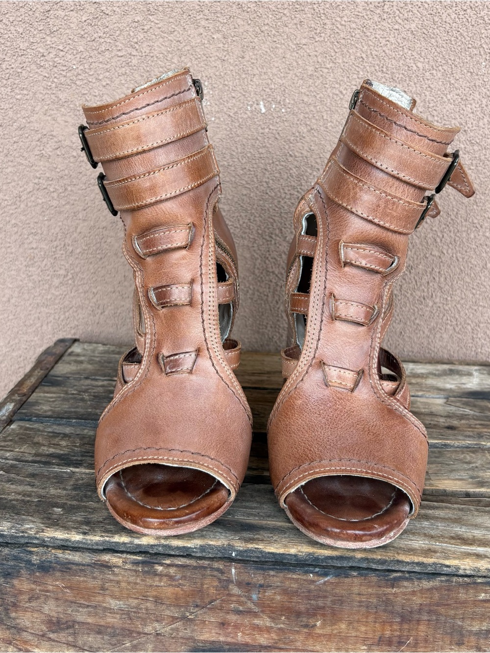 Freebird by Steven Tiara Brown Leather Gladiator Block Heel Sandal - Picture 5 of 10